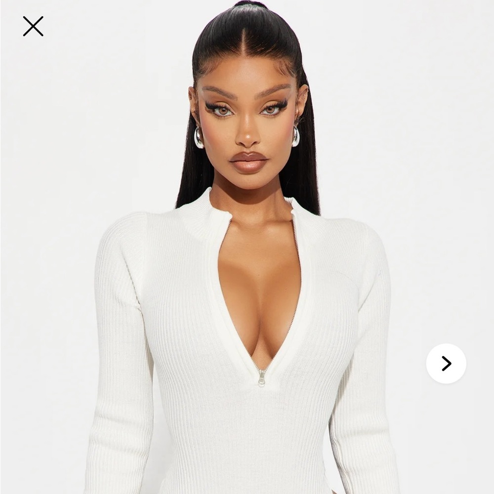 Fashion Nova Men's Cream Zip-Up Sweater